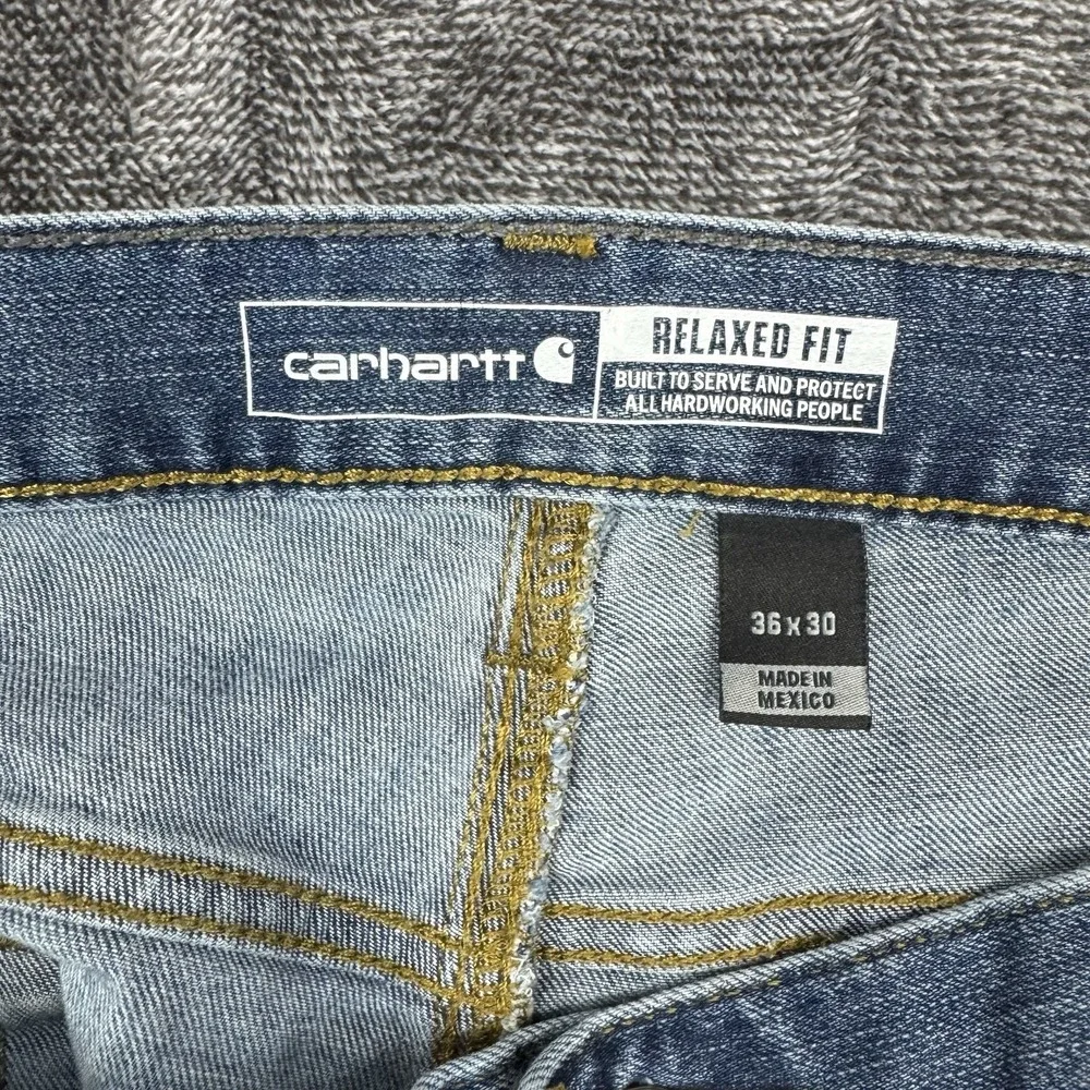 Carhartt BD2808M Mens Relaxed Fit Blue Denim Work Pants 36 x 30